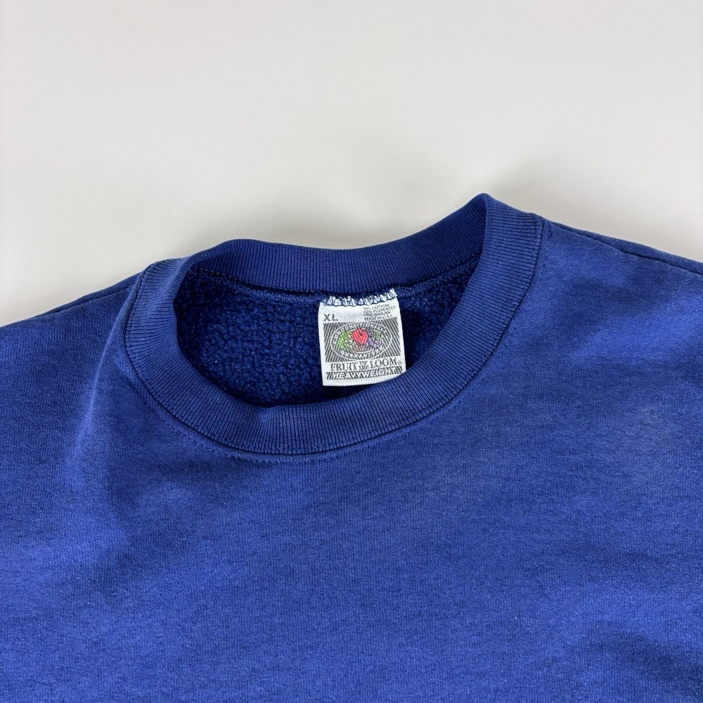Vintage Fruit Of The Loom Sweatshirt Mens XL Blue Fleece Crewneck USA 90s - Picture 3 of 9